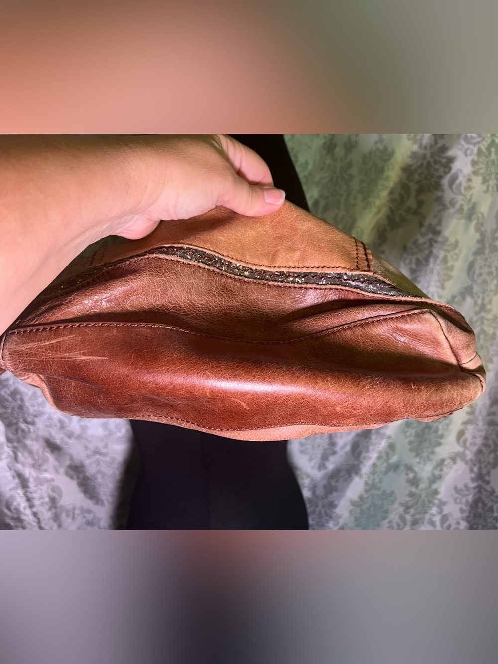 The Sak Two-Tone Tan & Brown Kendra Leather Hobo Shoulder Bag - Picture 5 of 9
